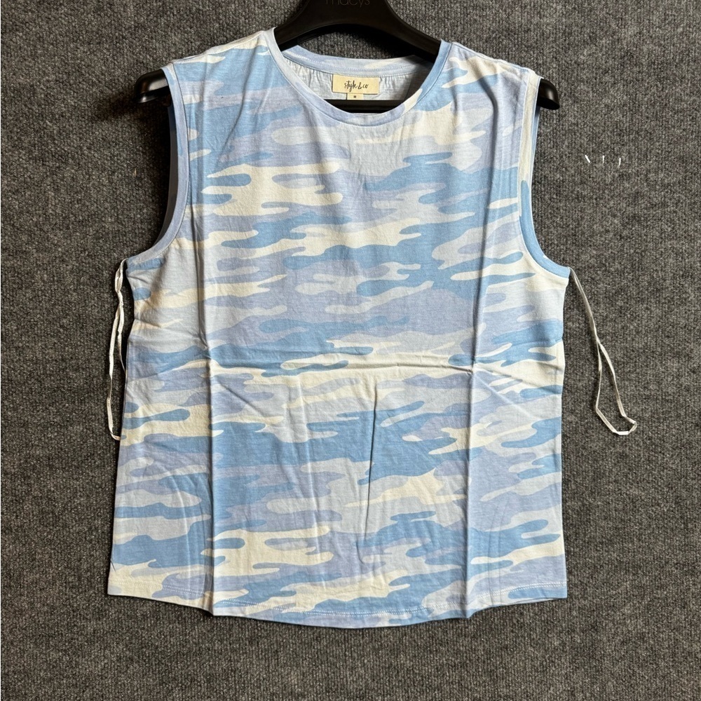 Style & Co blue camo tank top - 100% cotton - size medium (M) - NWT